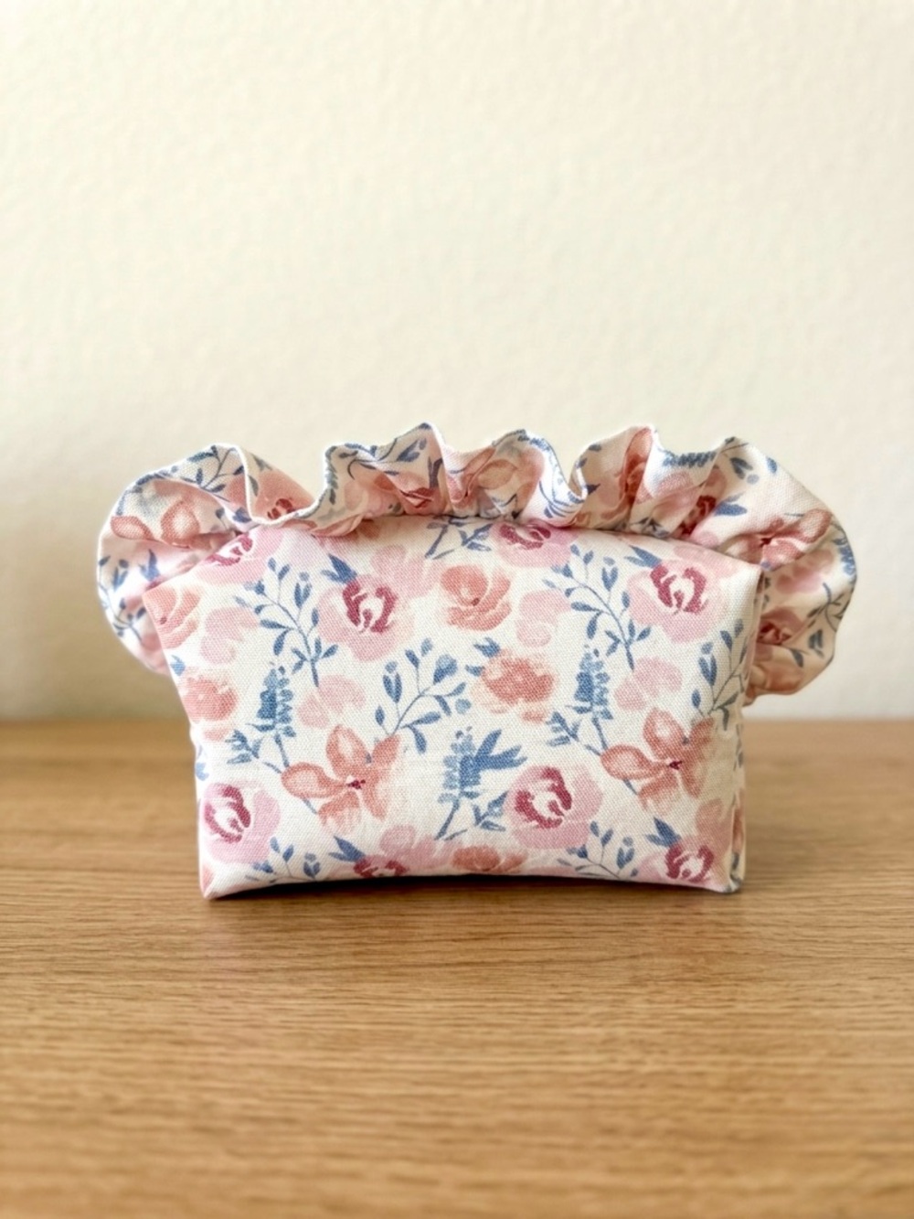 Floral Ruffle Cosmetic Pouch